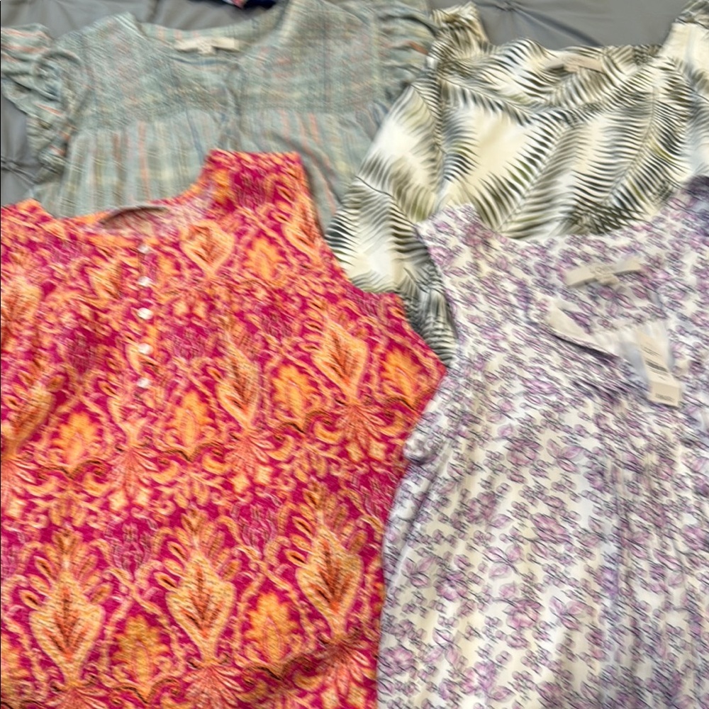 6 LOFT Women's Tops bundle Pink, Purple, Black, Blue